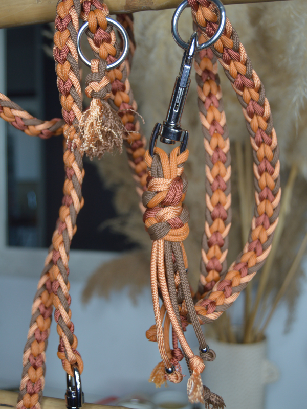 laisse multi-positions faite main sur mesures chien paracorde