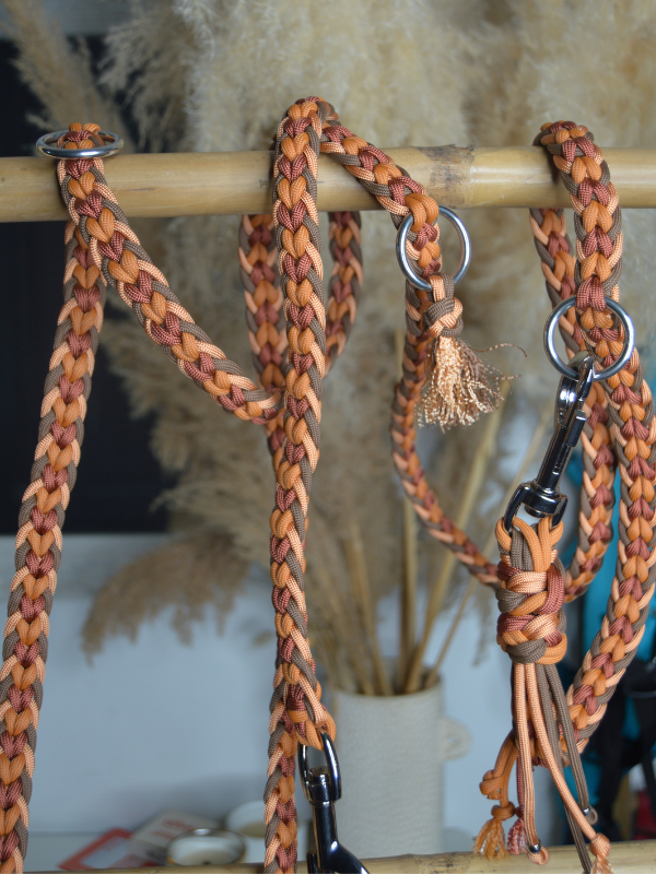 laisse multi-positions faite main sur mesures chien paracorde