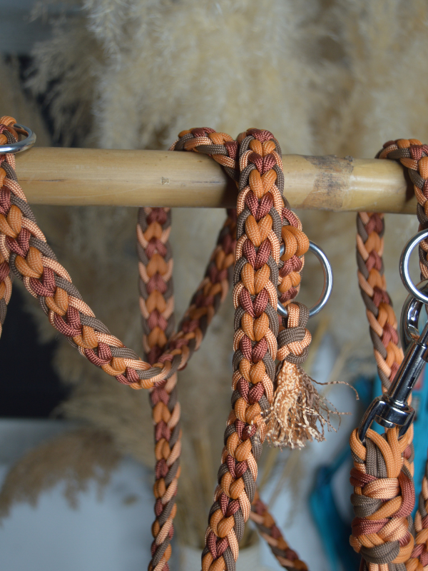 laisse multi-positions faite main sur mesures chien paracorde