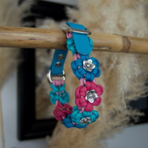 collier chien sur-mesure paracorde biothane fait main fleurs